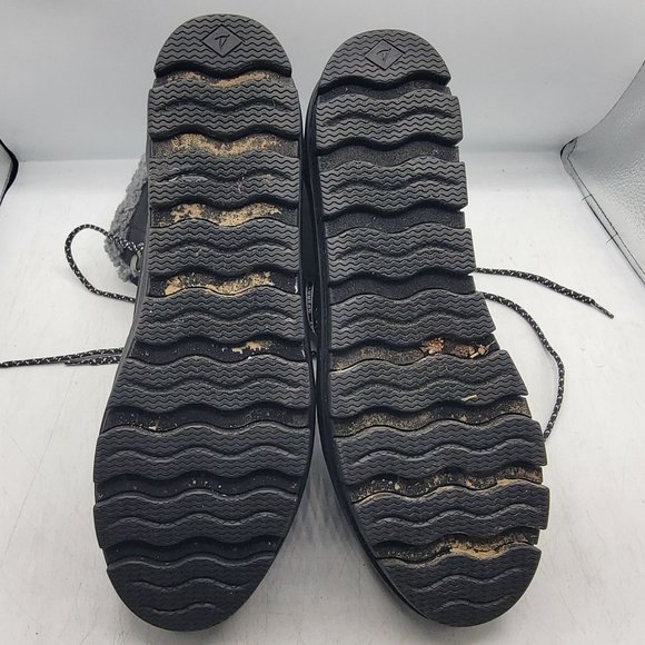 Sperry Juneau Womens 8 Black Gray Winter Boots Faux Fur Casual Comfort STS86817 - Picture 9 of 14